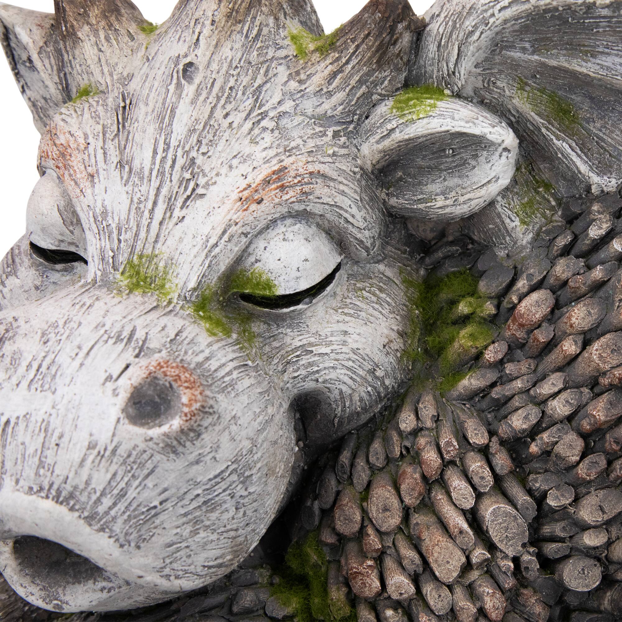 14.25" Sleeping Dragon Outdoor Garden Statue